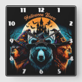 Halloween beren dragen spookachtige petten 's nach vierkante klok (Voorkant)