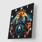 Halloween beren dragen spookachtige petten 's nach vierkante klok (Hoek)