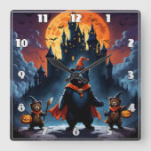 Halloween beren gekleed voor een spookachtige nach vierkante klok (Voorkant)