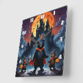 Halloween beren gekleed voor een spookachtige nach vierkante klok (Hoek)