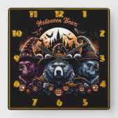 Halloween beren in leuke klederdracht vierkante klok (Voorkant)