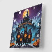 Halloween beren vieren met Jack-o'-lantaarns Vierkante Klok (Hoek)