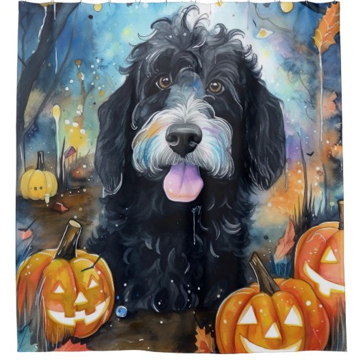 Halloween Bernedole met pompoenen eng Douchegordijn (Voorkant)