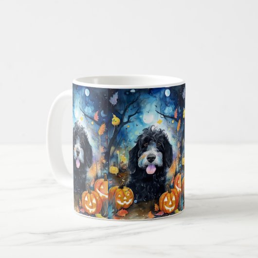 Halloween Bernedole met pompoenen eng Koffiemok (Voorkant links)