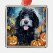 Halloween Bernedole met pompoenen eng Metalen Ornament (Voorkant)