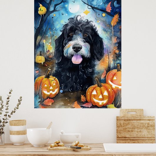 Halloween Bernedole met pompoenen eng Poster (Keuken)