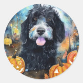Halloween Bernedole met pompoenen eng Ronde Sticker (Voorkant)
