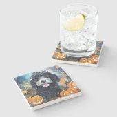 Halloween Bernedole met pompoenen eng Stenen Onderzetter (Zijkant)