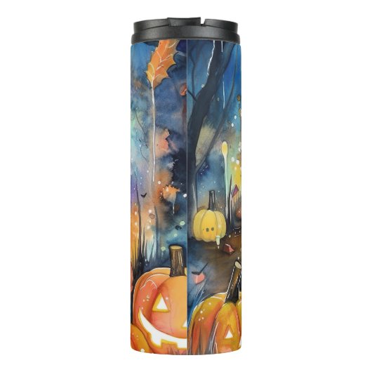 Halloween Bernedole met pompoenen eng Thermosbeker (Achterkant)