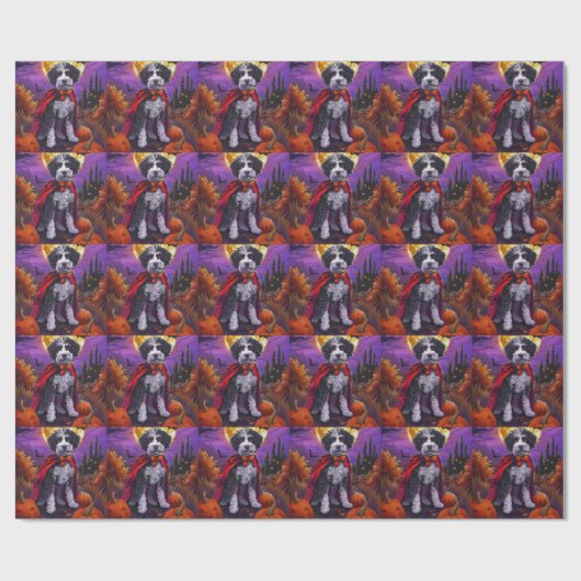 Halloween Bernedoodle Dog Pumpkins eng Cadeaupapier (Vlak)