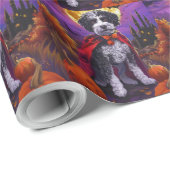 Halloween Bernedoodle Dog Pumpkins eng Cadeaupapier (Rol Hoek)