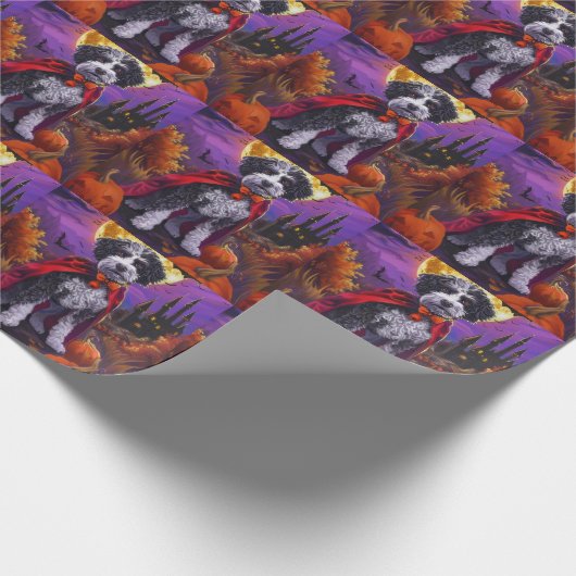 Halloween Bernedoodle Dog Pumpkins eng Cadeaupapier (Hoek)