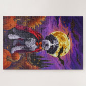 Halloween Bernedoodle Dog Pumpkins eng Legpuzzel (Horizontaal)