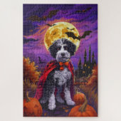 Halloween Bernedoodle Dog Pumpkins eng Legpuzzel (Verticaal)