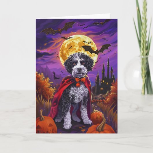 Halloween Bernedoodle Hond Pompoenen Griezelen Kaart (Voorkant)