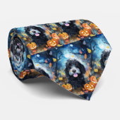 Halloween Bernedoodle Met Pompoenen Eng Stropdas (Opgerold)