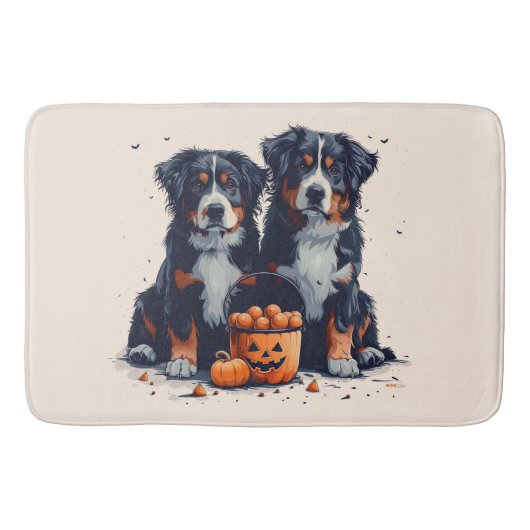 Halloween Berner Mountain Dogs Pumpkin Badmat (Voorkant)