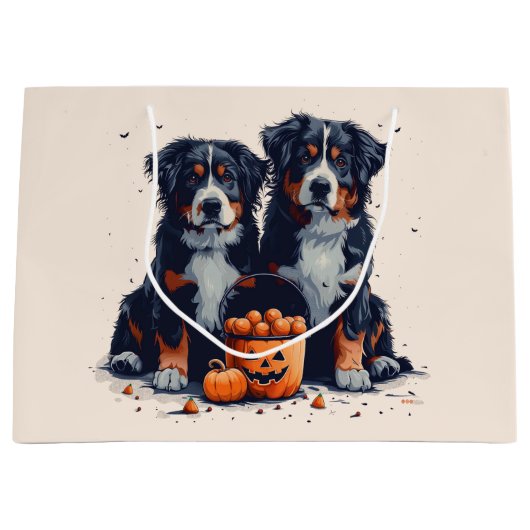 Halloween Berner Mountain Dogs Pumpkin Groot Cadeauzakje (Voorkant)