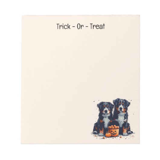 Halloween Berner Mountain Dogs Pumpkin Notitieblok (Voorkant)