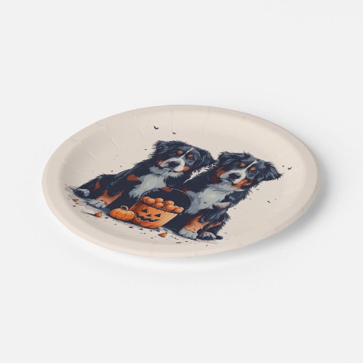 Halloween Berner Mountain Dogs Pumpkin Papieren Bordje (Gekanteld)