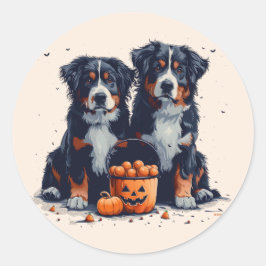 Halloween Berner Mountain Dogs Pumpkin Ronde Sticker