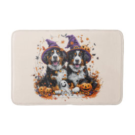 Halloween Berner Mountain Dogs Witch Ghost Badmat