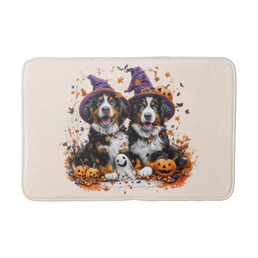 Halloween Berner Mountain Dogs Witch Ghost Badmat (Voorkant)