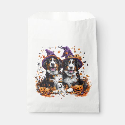 Halloween Berner Mountain Dogs Witch Ghost Bedankzakje (Voorkant)