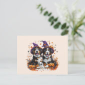 Halloween Berner Mountain Dogs Witch Ghost Briefkaart (Staand voorkant)