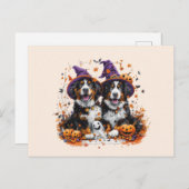 Halloween Berner Mountain Dogs Witch Ghost Briefkaart (Voorkant / Achterkant)