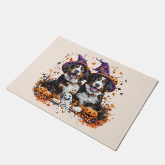 Halloween Berner Mountain Dogs Witch Ghost Deurmat (Schuin)