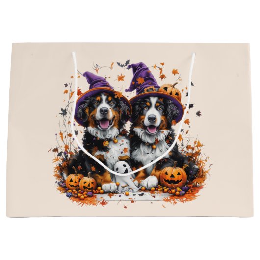 Halloween Berner Mountain Dogs Witch Ghost Groot Cadeauzakje (Voorkant)
