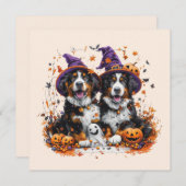 Halloween Berner Mountain Dogs Witch Ghost Kaart (Voorkant / Achterkant)