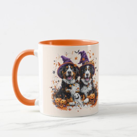 Halloween Berner Mountain Dogs Witch Ghost Mok (Links)