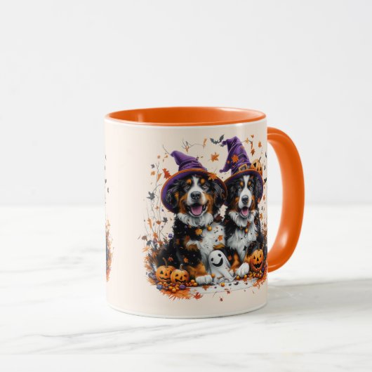 Halloween Berner Mountain Dogs Witch Ghost Mok (Voorkant rechts)