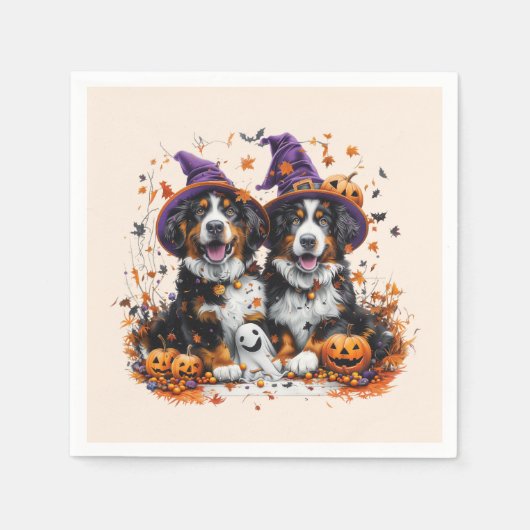 Halloween Berner Mountain Dogs Witch Ghost Servet (Voorkant)