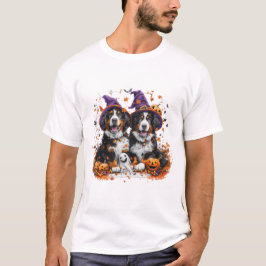 Halloween Berner Mountain Dogs Witch Ghost T-shirt