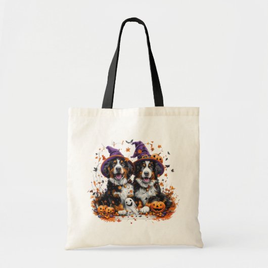Halloween Berner Mountain Dogs Witch Ghost Tote Bag (Voorkant)