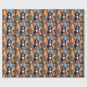 Halloween Berner Sennenhond Met Pompoenen Eng Cadeaupapier (Vlak)