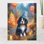 Halloween Berner Sennenhond Met Pompoenen Griezele Kaart (Voorkant)