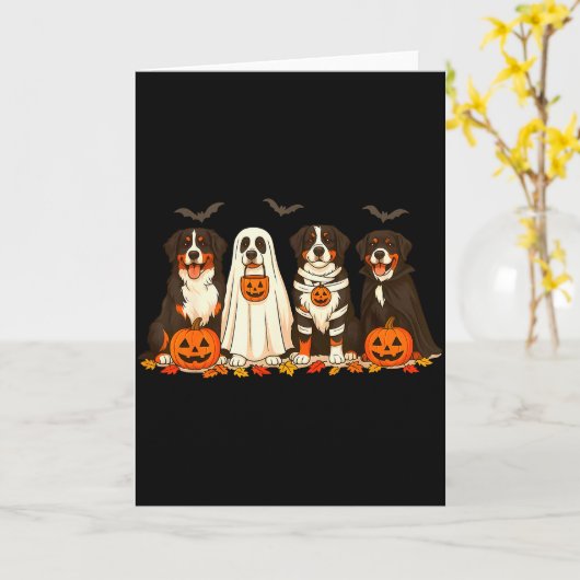 Halloween Bernese Mountain Dog Ghost Soky Bernese  Kaart (Gele Bloem)