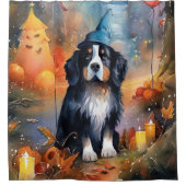 Halloween Bernese Mountain met pompoenen Scary Douchegordijn (Voorkant)
