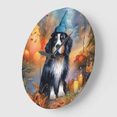 Halloween Bernese Mountain met pompoenen Scary Grote Klok (Hoek)