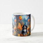 Halloween Bernese Mountain met pompoenen Scary Koffiemok (Voorkant rechts)