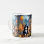 Halloween Bernese Mountain met pompoenen Scary Koffiemok (Voorkant links)