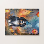 Halloween Bernese Mountain met pompoenen Scary Legpuzzel (Horizontaal)