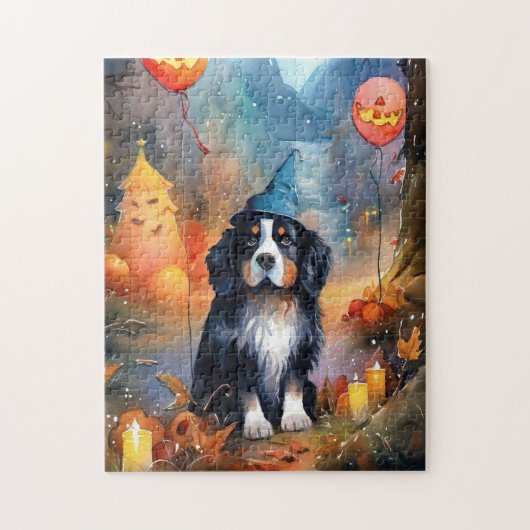 Halloween Bernese Mountain met pompoenen Scary Legpuzzel (Verticaal)