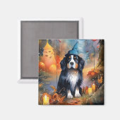 Halloween Bernese Mountain met pompoenen Scary Magneet (Voorkant / Achterkant)