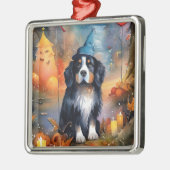 Halloween Bernese Mountain met pompoenen Scary Metalen Ornament (Links)