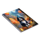 Halloween Bernese Mountain met pompoenen Scary Notitieboek (Rechterzijde)